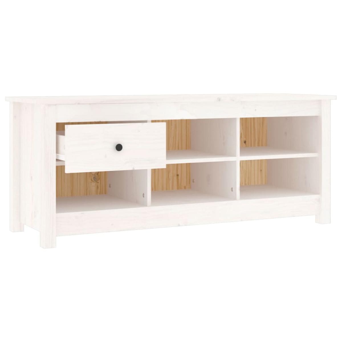 Armario zapatero de madera maciza de pino blanco 110x38x45,5 cm
