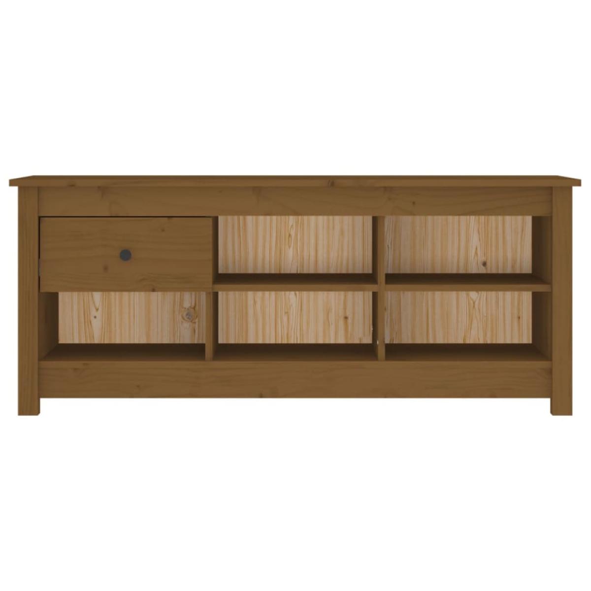 Armario zapatero madera maciza pino marrón miel 110x38x45,5cm