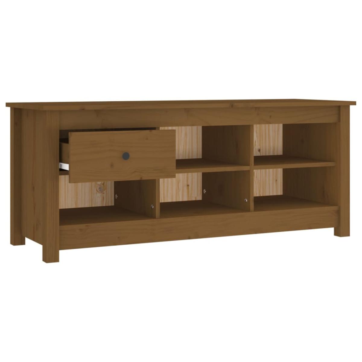 Armario zapatero madera maciza pino marrón miel 110x38x45,5cm