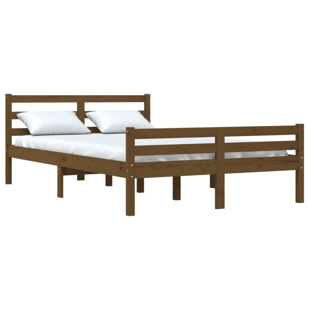 Estructura de cama madera maciza marrón miel 140x200 cm