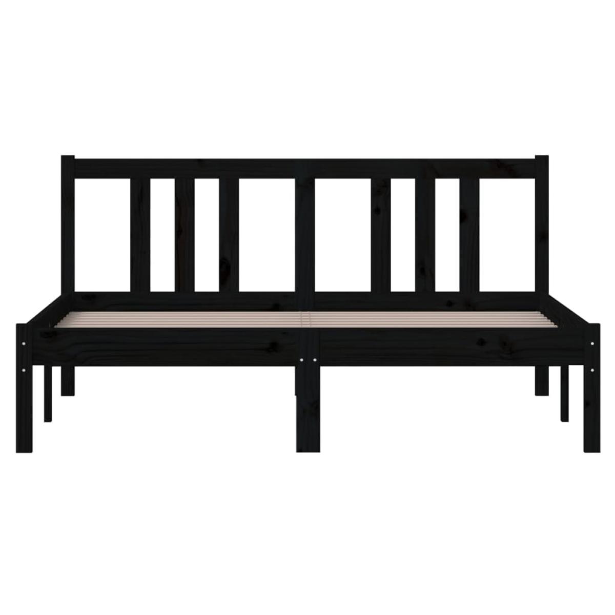 Estructura de cama matrimonial madera maciza negro 135x190 cm