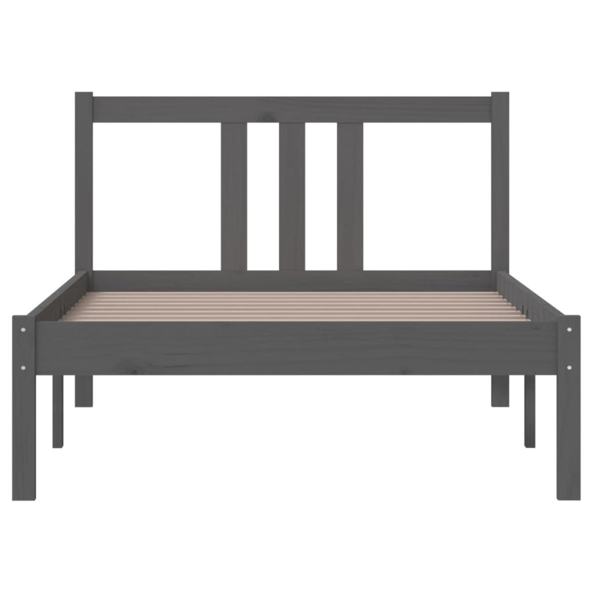 Estructura de cama madera maciza gris 90x200 cm