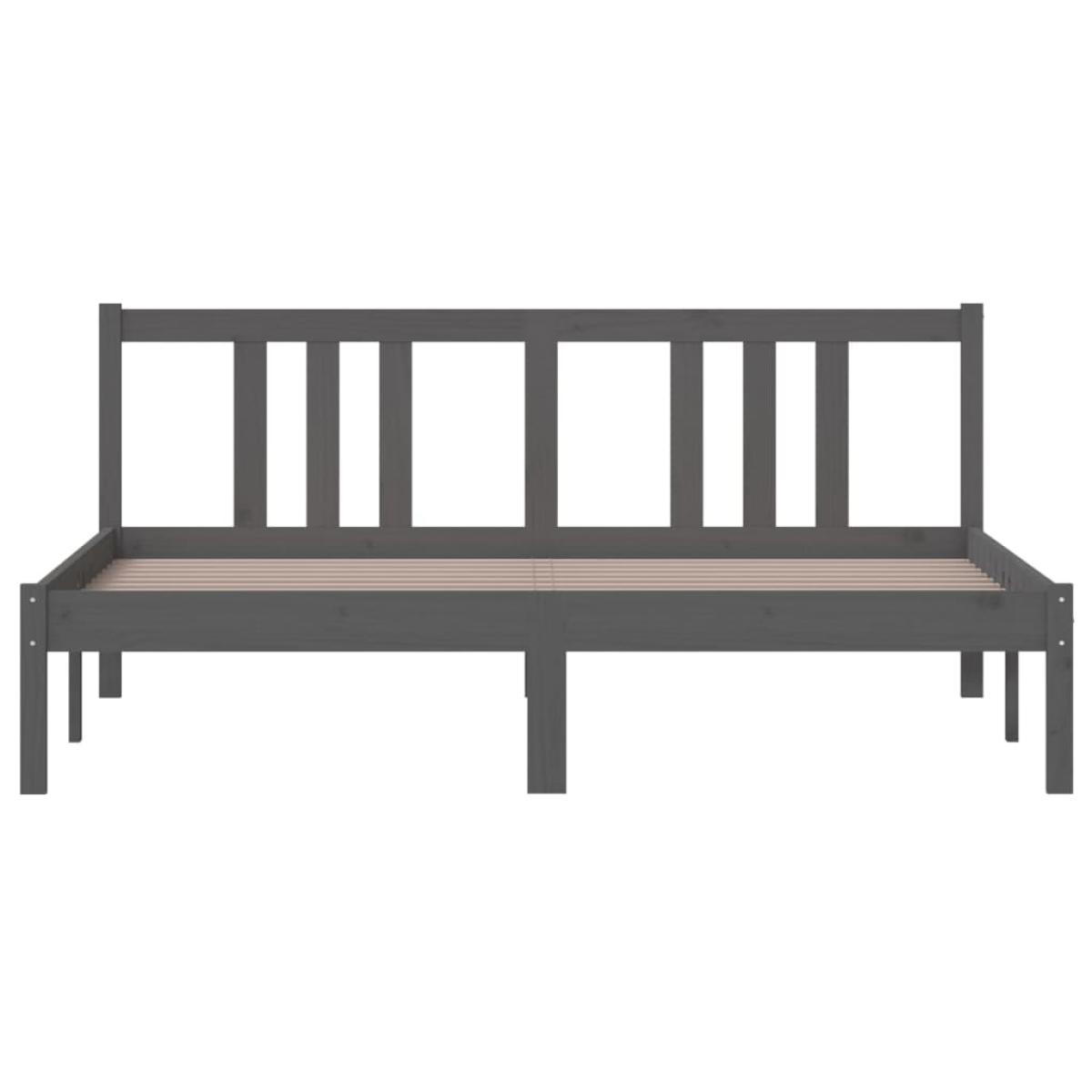 Estructura de cama madera maciza gris tamaño king 150x200 cm