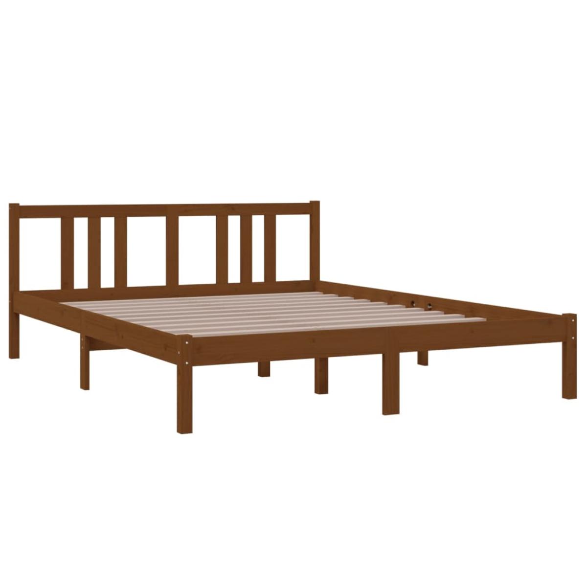 Estructura de cama king madera maciza marrón miel 150x200 cm