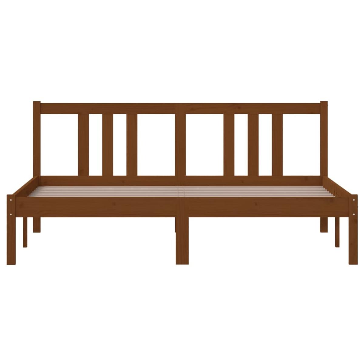 Estructura de cama king madera maciza marrón miel 150x200 cm