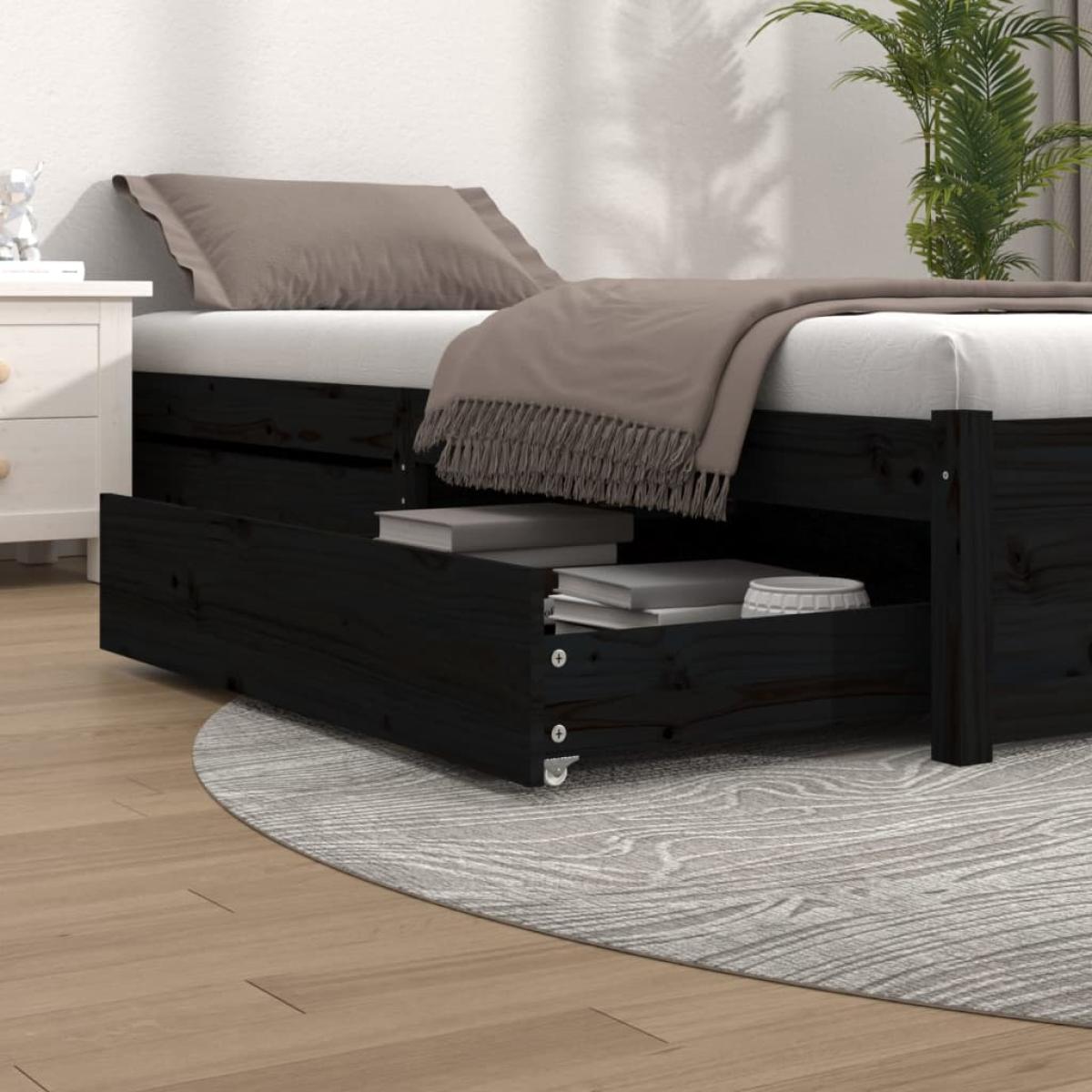 Cajones de cama 2 unidades madera maciza de pino negro