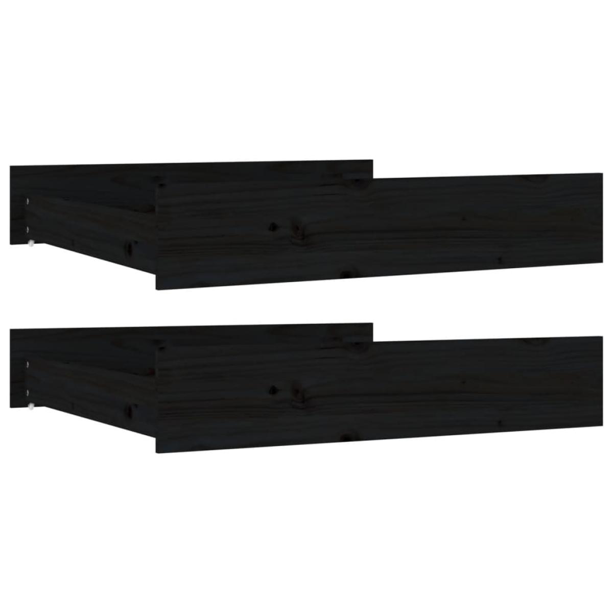 Cajones de cama 2 unidades madera maciza de pino negro