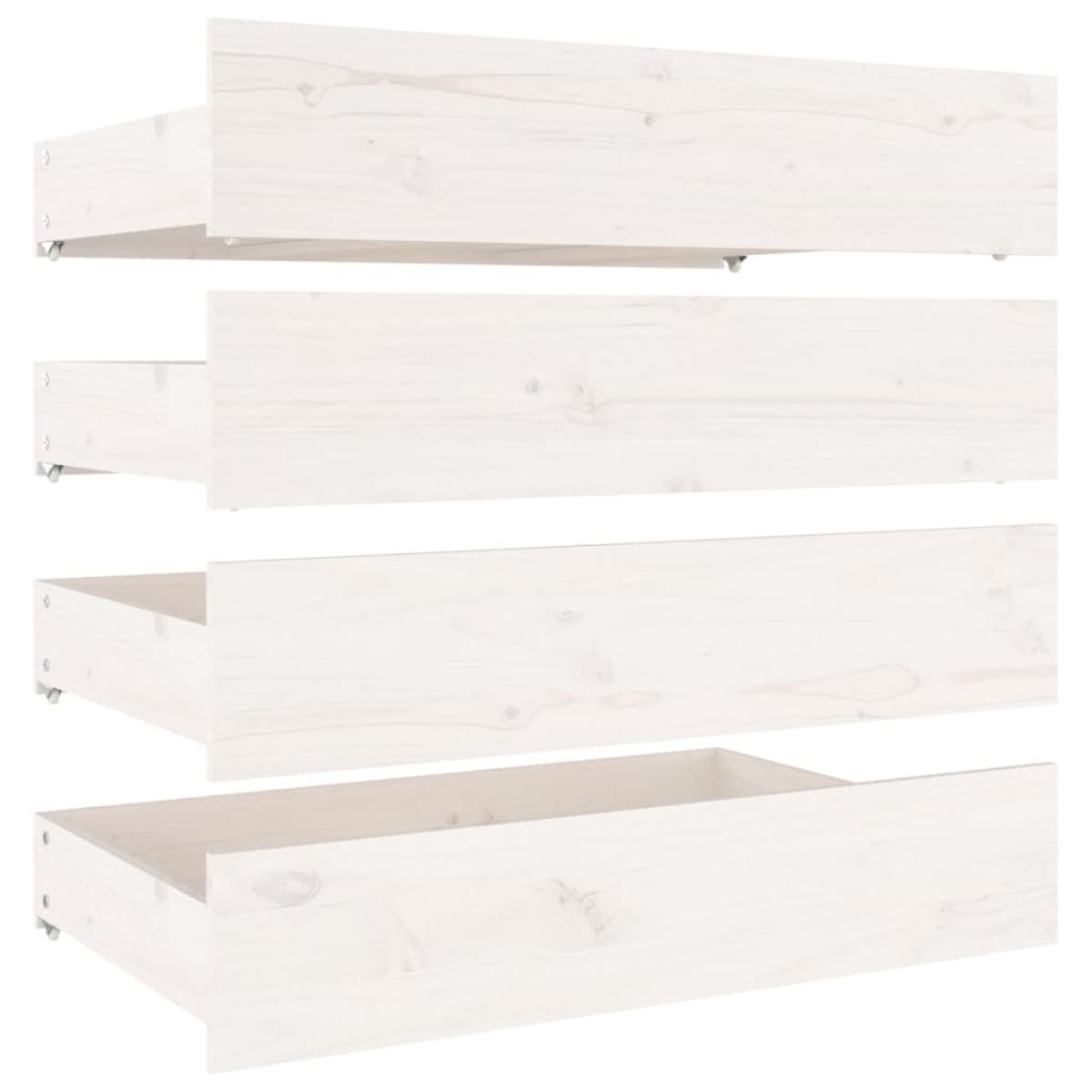 Cajones de cama 4 unidades madera maciza de pino blanco