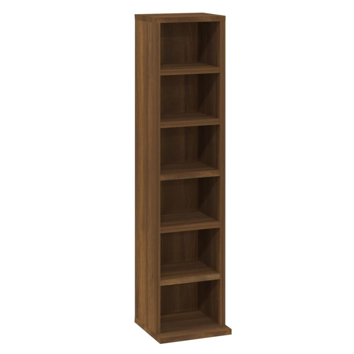 Estantería de CD madera contrachapada roble marrón 21x20x88 cm