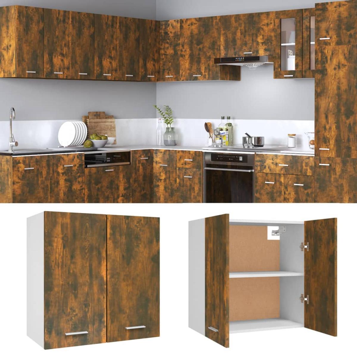 Armario colgante madera contrachapada roble ahumado 60x31x60 cm