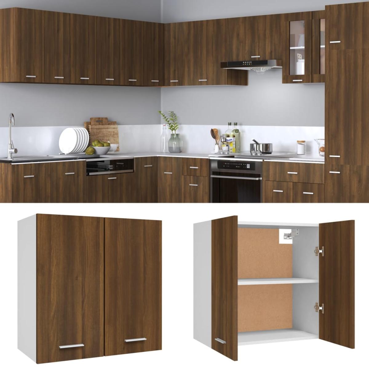 Armario colgante madera contrachapada roble marrón 60x31x60 cm