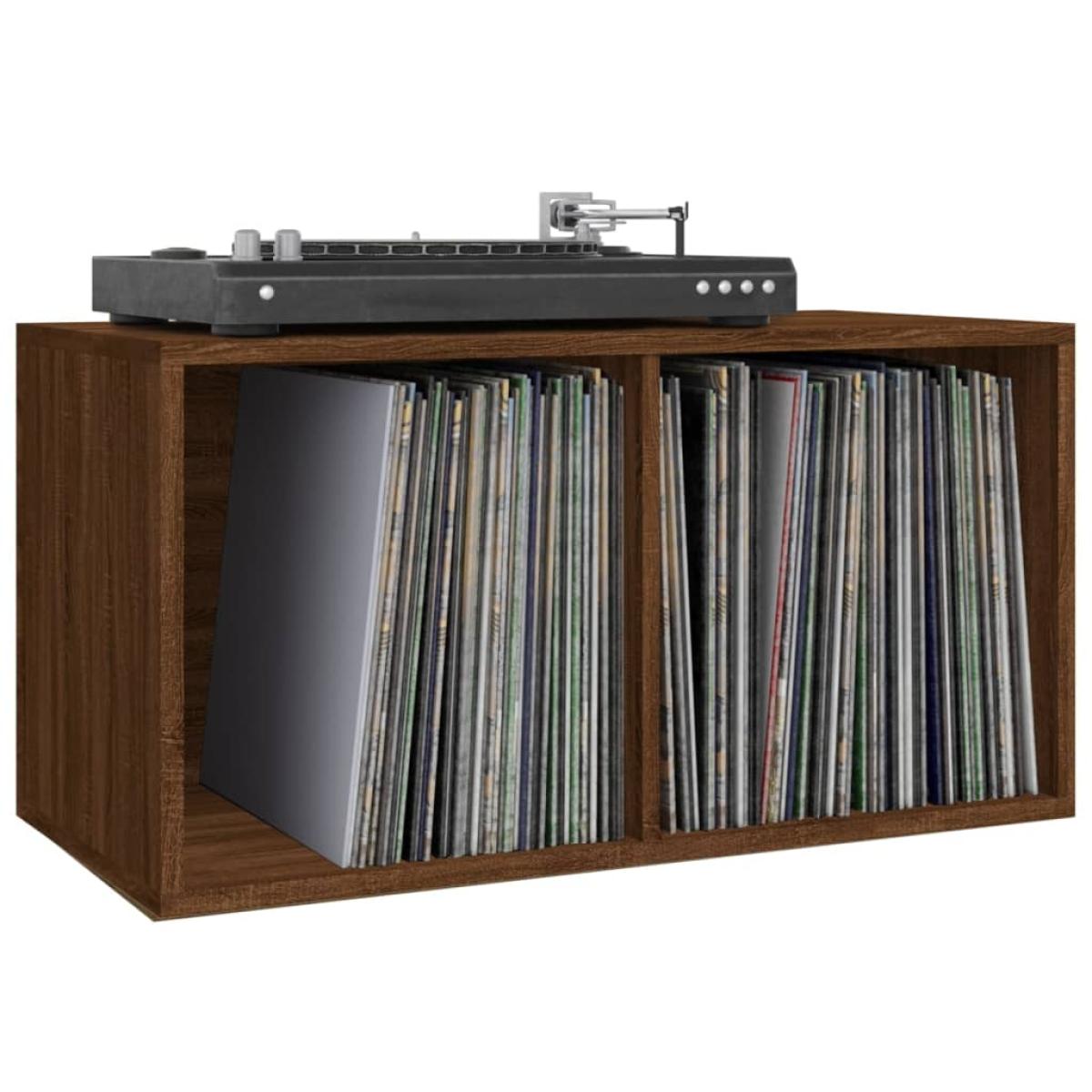 Caja para discos de vinilo contrachapado marrón 71x34x36 cm