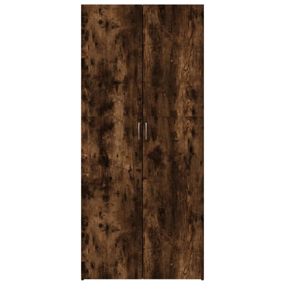 Mueble zapatero madera contrachapada roble humo 80x35,5x180 cm