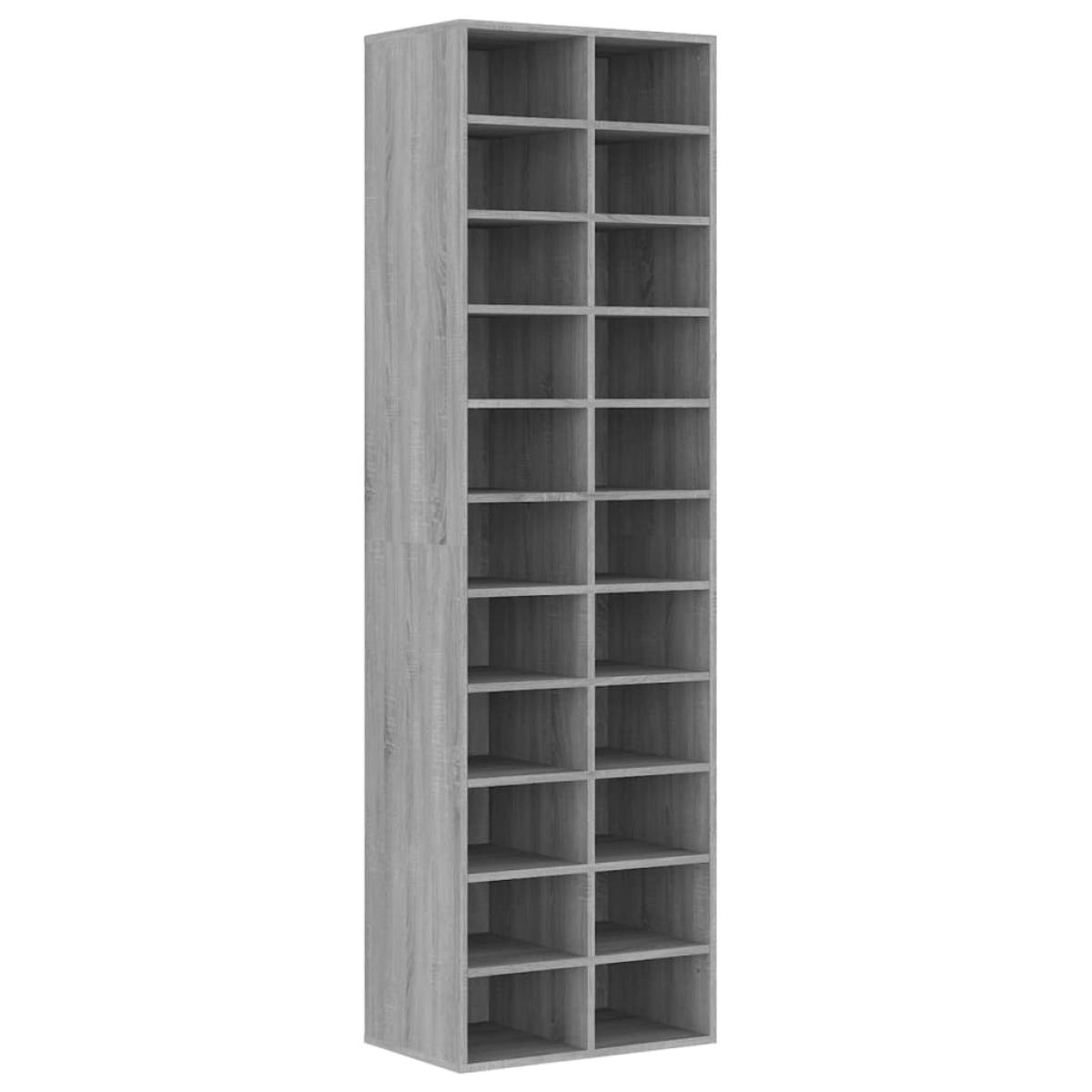 Zapatero de madera contrachapada gris Sonoma 54x34x183 cm