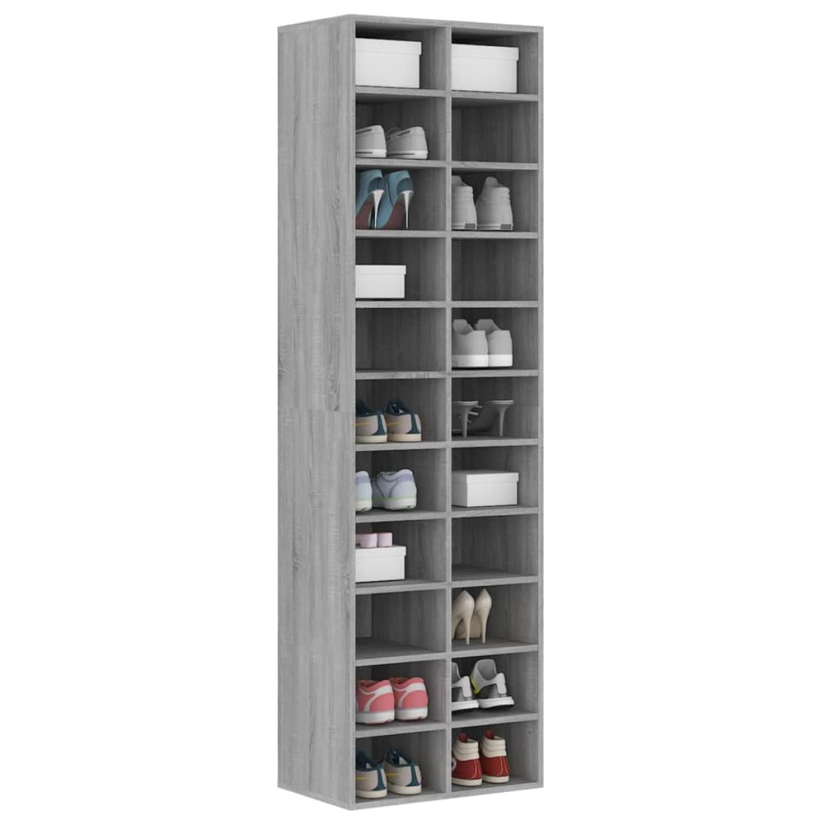 Zapatero de madera contrachapada gris Sonoma 54x34x183 cm