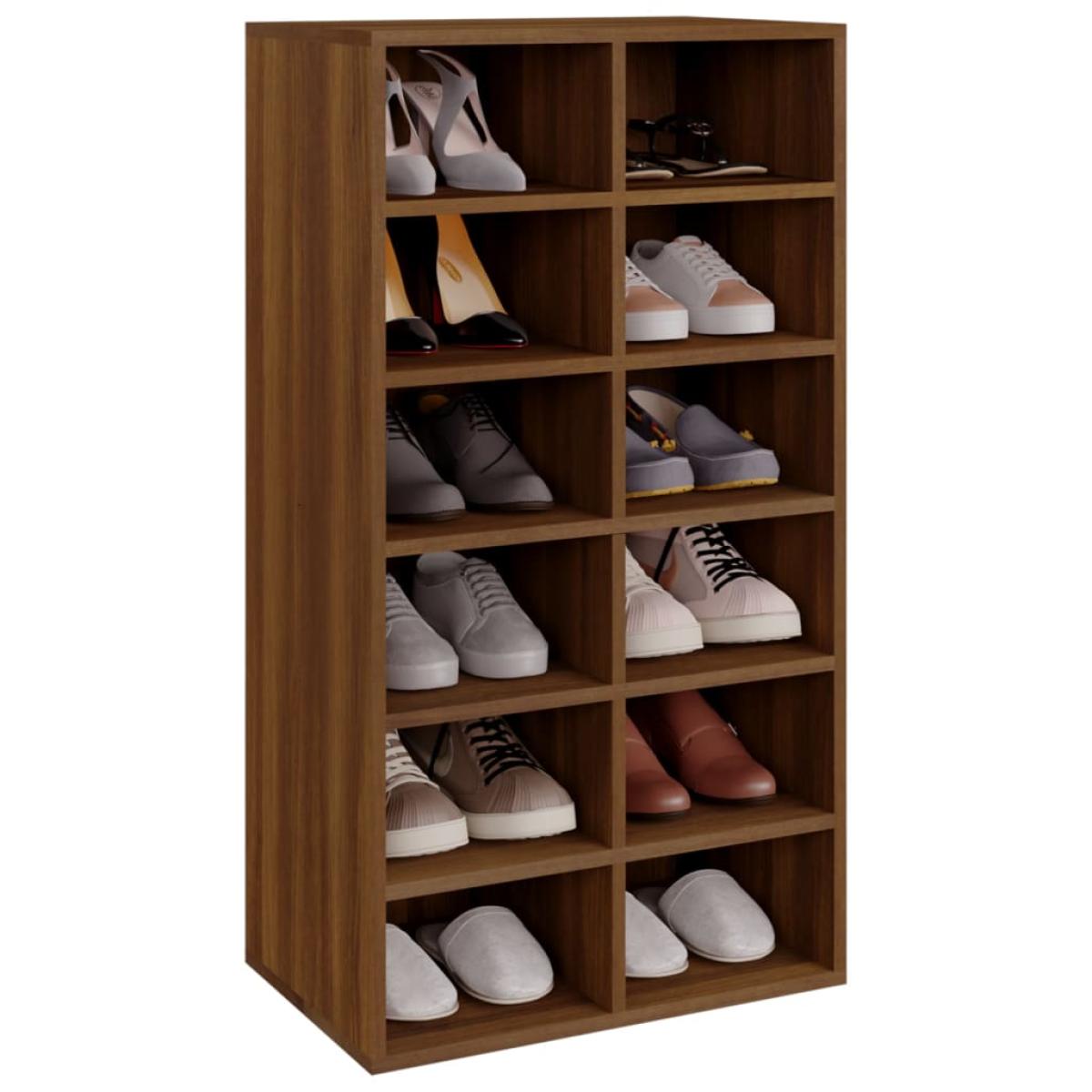 Mueble zapatero madera contrachapada marrón roble 54x34x100,5cm