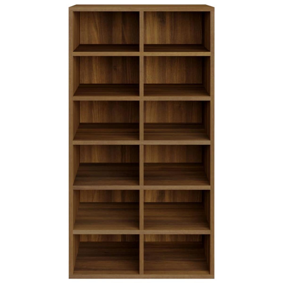 Mueble zapatero madera contrachapada marrón roble 54x34x100,5cm