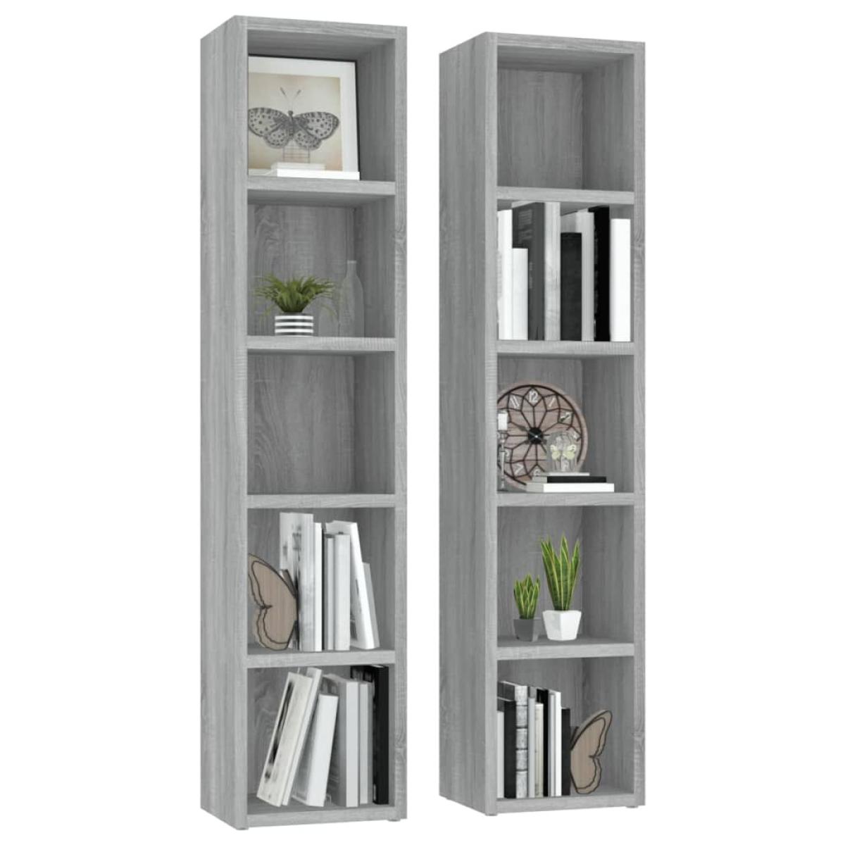 Estantería para CD 2 uds madera gris Sonoma 21x16x93,5 cm