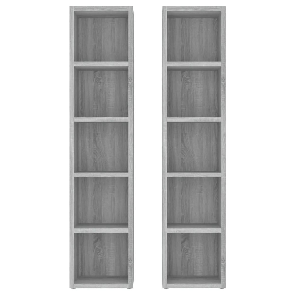 Estantería para CD 2 uds madera gris Sonoma 21x16x93,5 cm