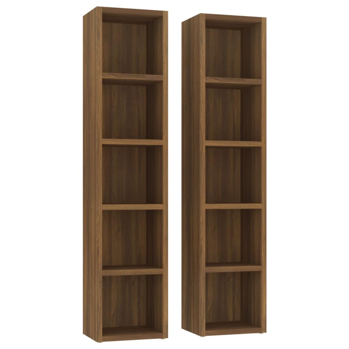 Estantería para CD 2 uds madera marrón roble 21x16x93,5 cm