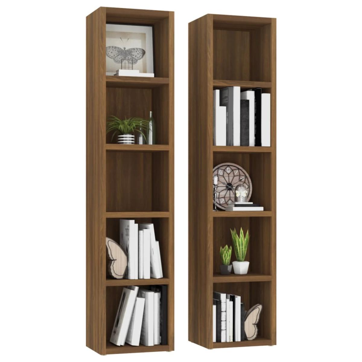 Estantería para CD 2 uds madera marrón roble 21x16x93,5 cm