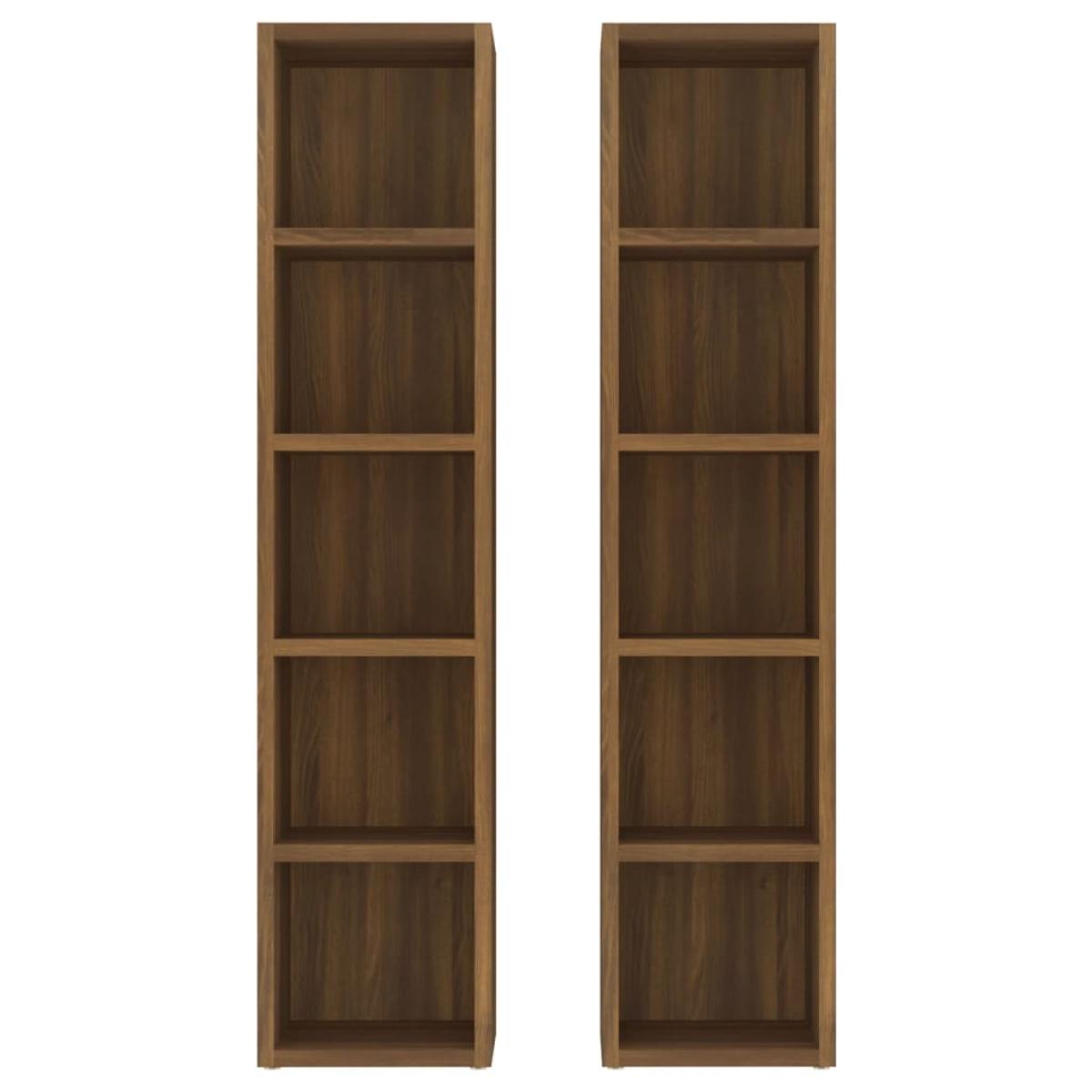 Estantería para CD 2 uds madera marrón roble 21x16x93,5 cm