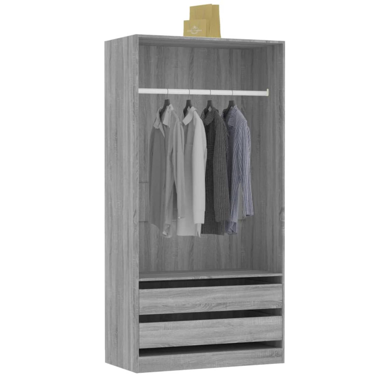 Armario de madera contrachapada gris Sonoma 100x50x200 cm