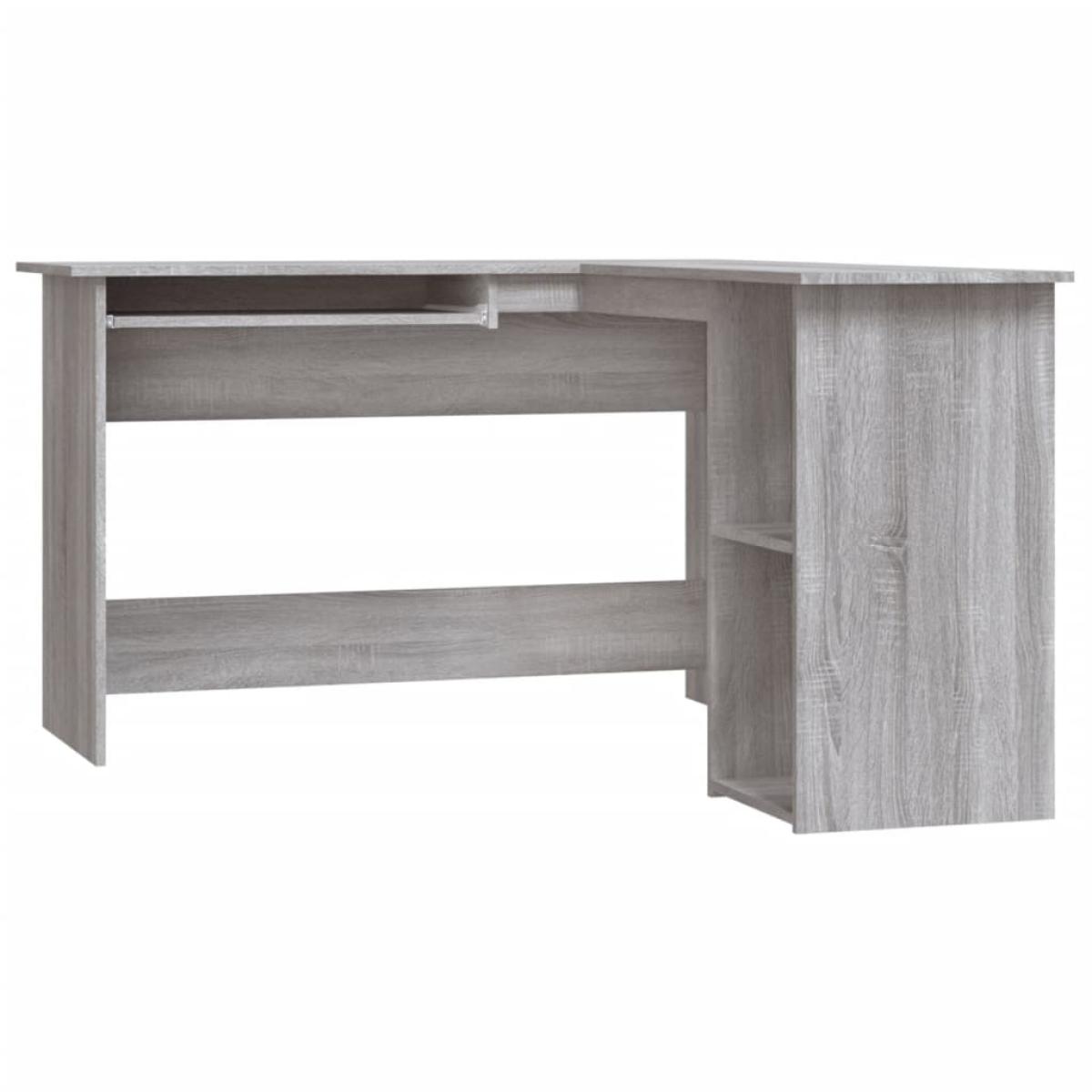 Escritorio de esquina madera contrachapada gris 120x140x75 cm