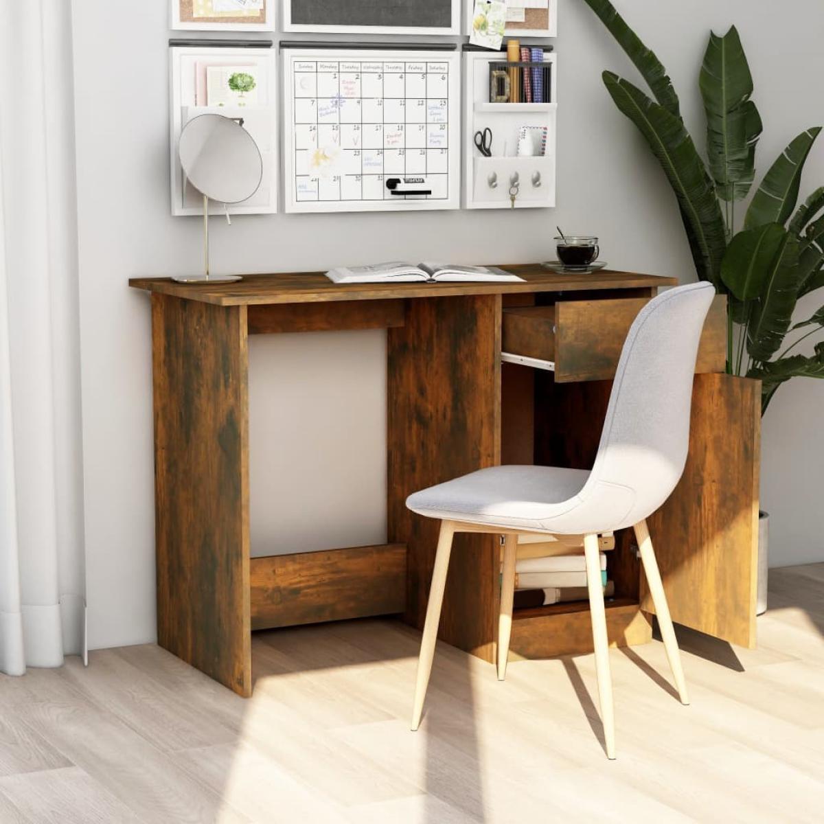 Escritorio madera contrachapada roble ahumado 100x50x76 cm