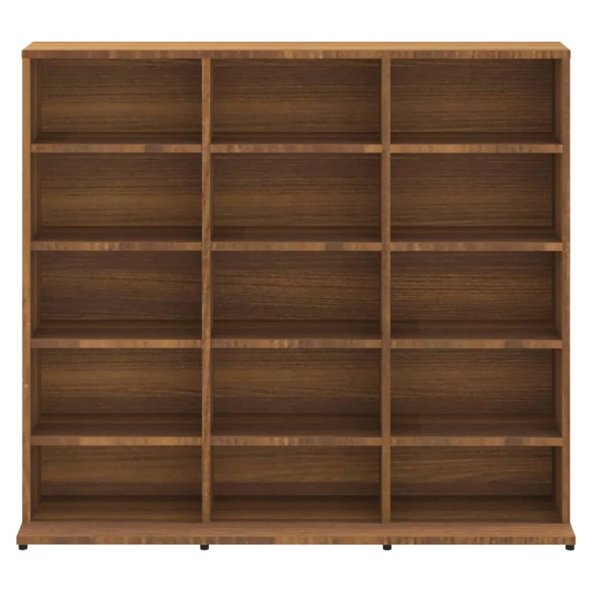 Estantería de CDs contrachapada marrón roble 102x23x89,5 cm