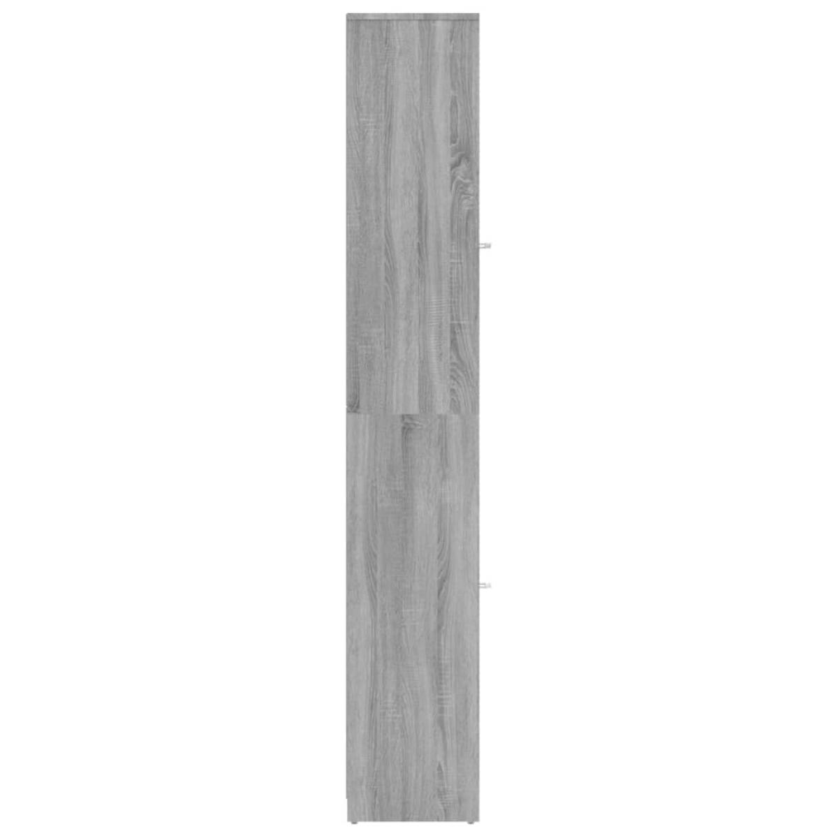 Armario de baño madera contrachapada gris Sonoma 30x30x183,5 cm