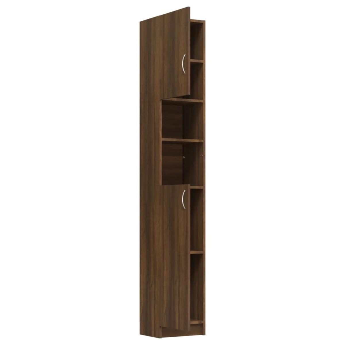 Armario baño madera contrachapada roble marrón 32x25,5x190 cm