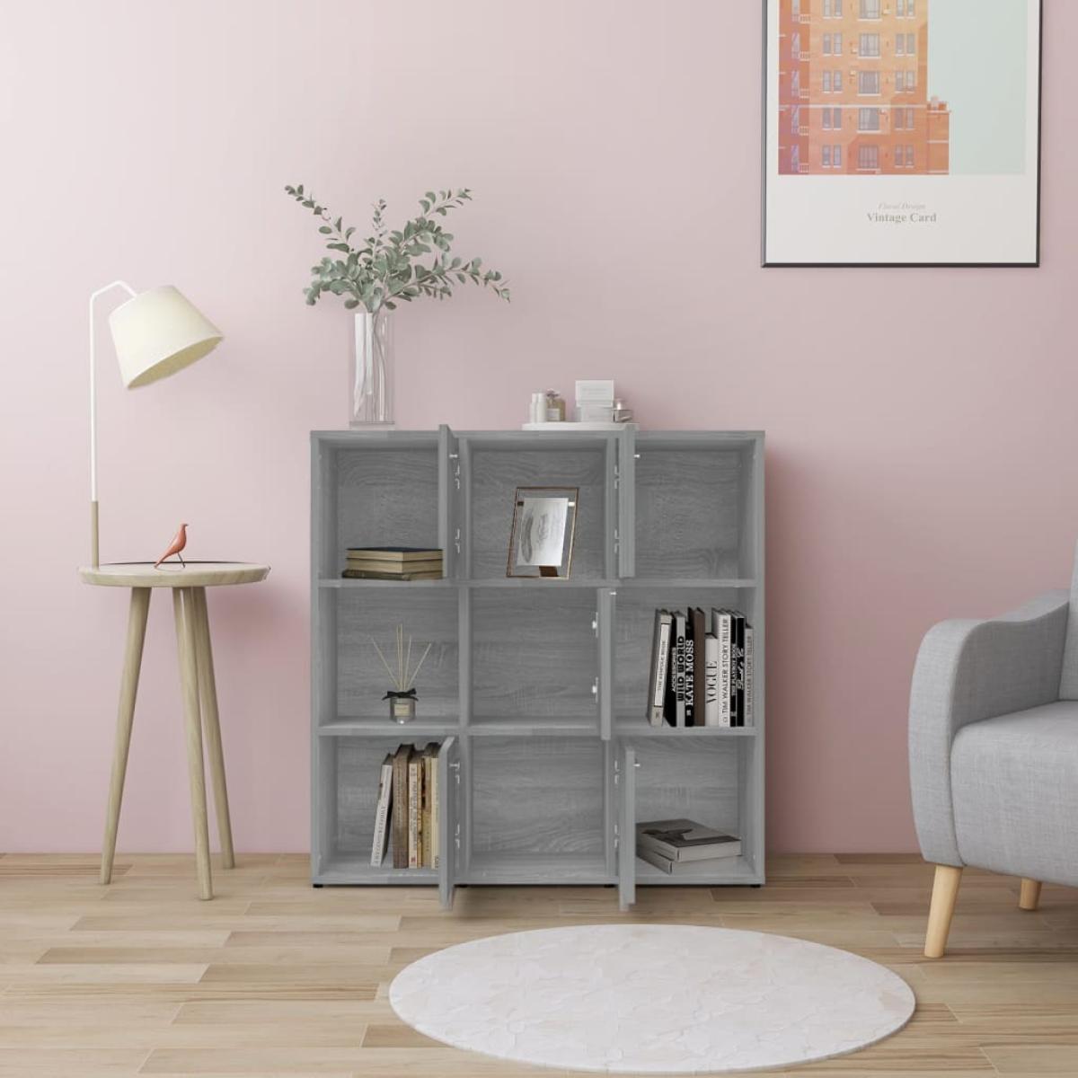 Estantería madera contrachapada gris sonoma 90x30x90cm