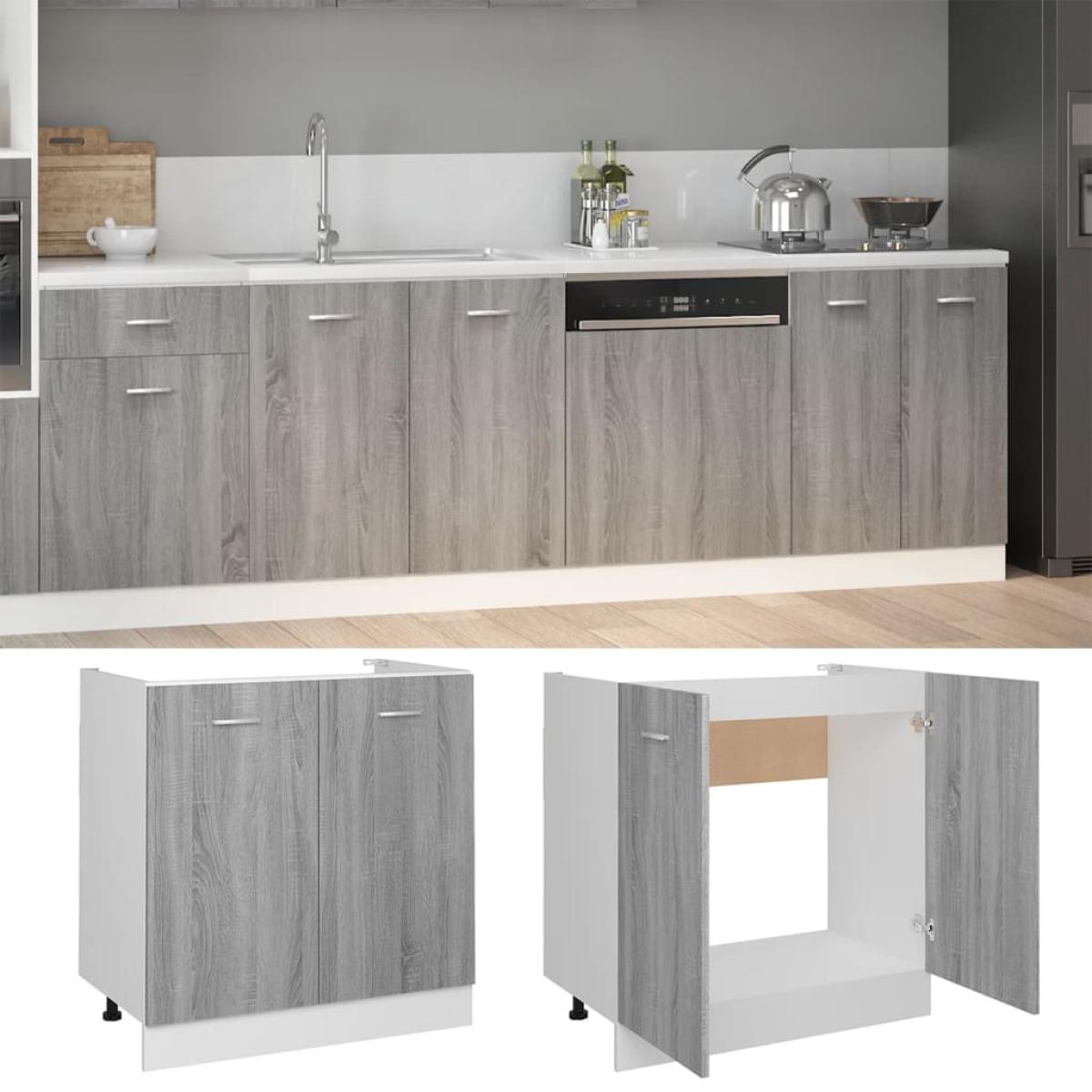 Armario inferior de fregadero contrachapado gris 80x46x81,5 cm