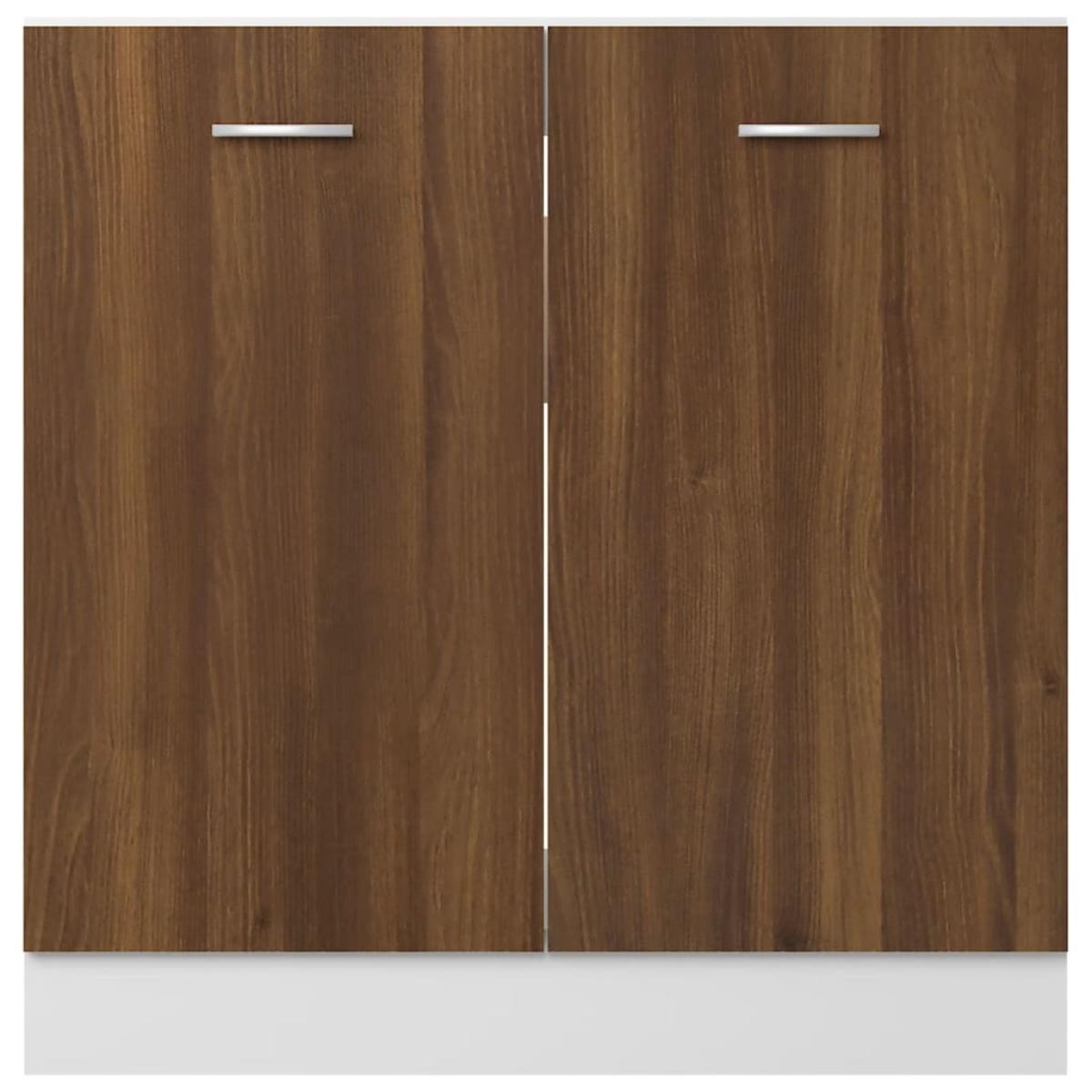 Armario inferior de fregadero contrachapado roble 80x46x81,5 cm