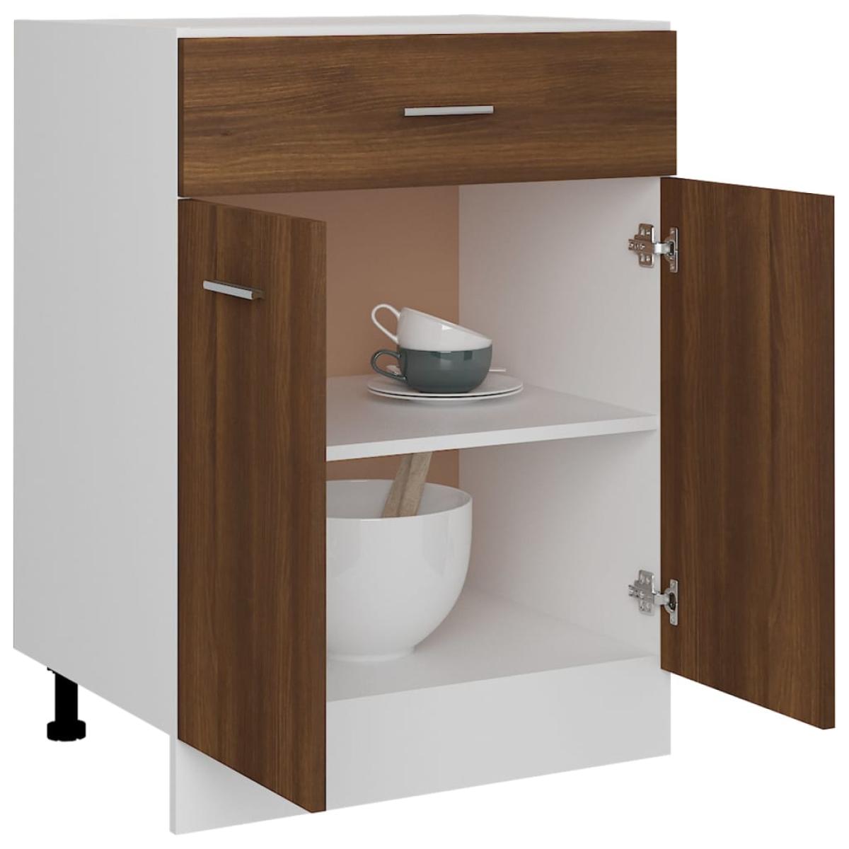 Armario inferior cocina contrachapado marrón roble 60x46x81,5cm