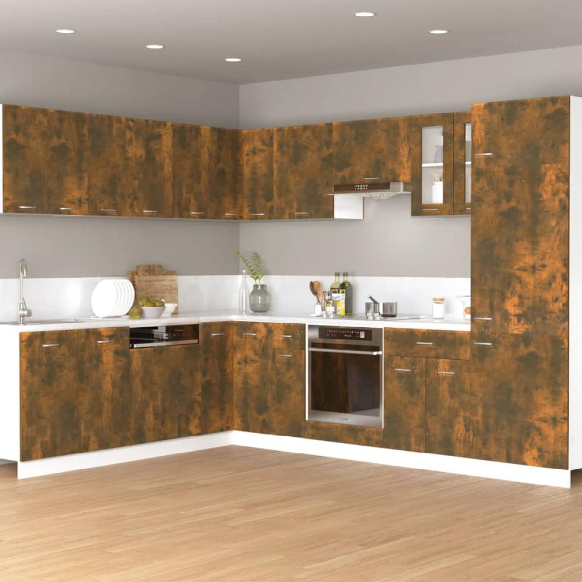 Armario colgante madera contrachapada roble ahumado 60x31x40 cm