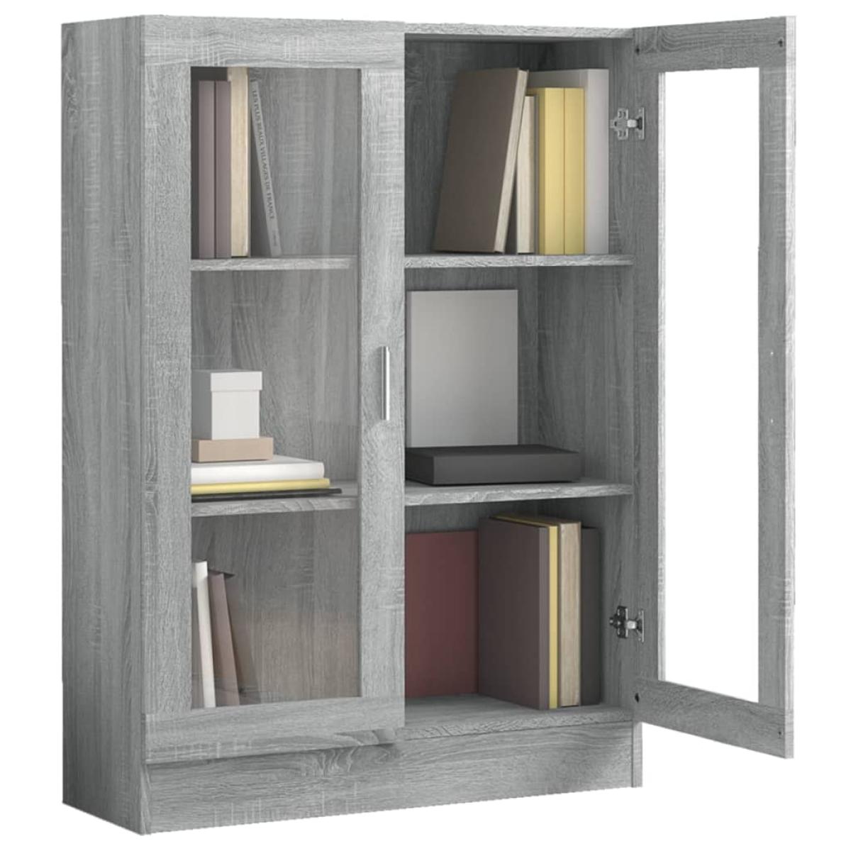 Vitrina madera contrachapada gris Sonoma 82,5x30,5x115 cm