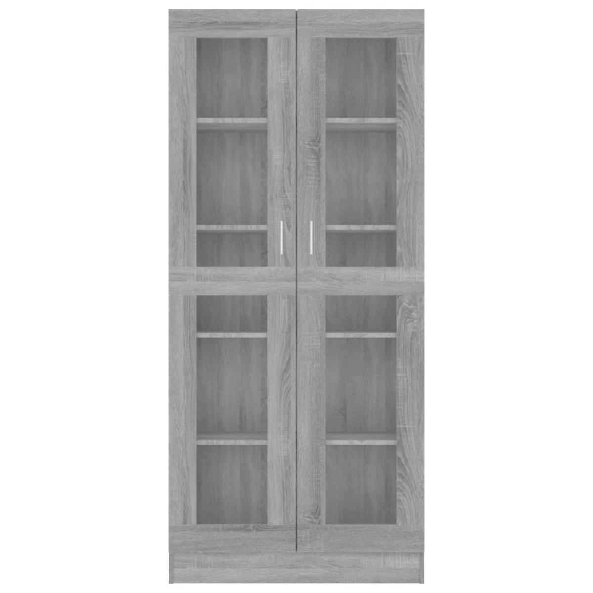 Vitrina de madera contrachapada gris sonoma 82,5x30,5x185,5 cm