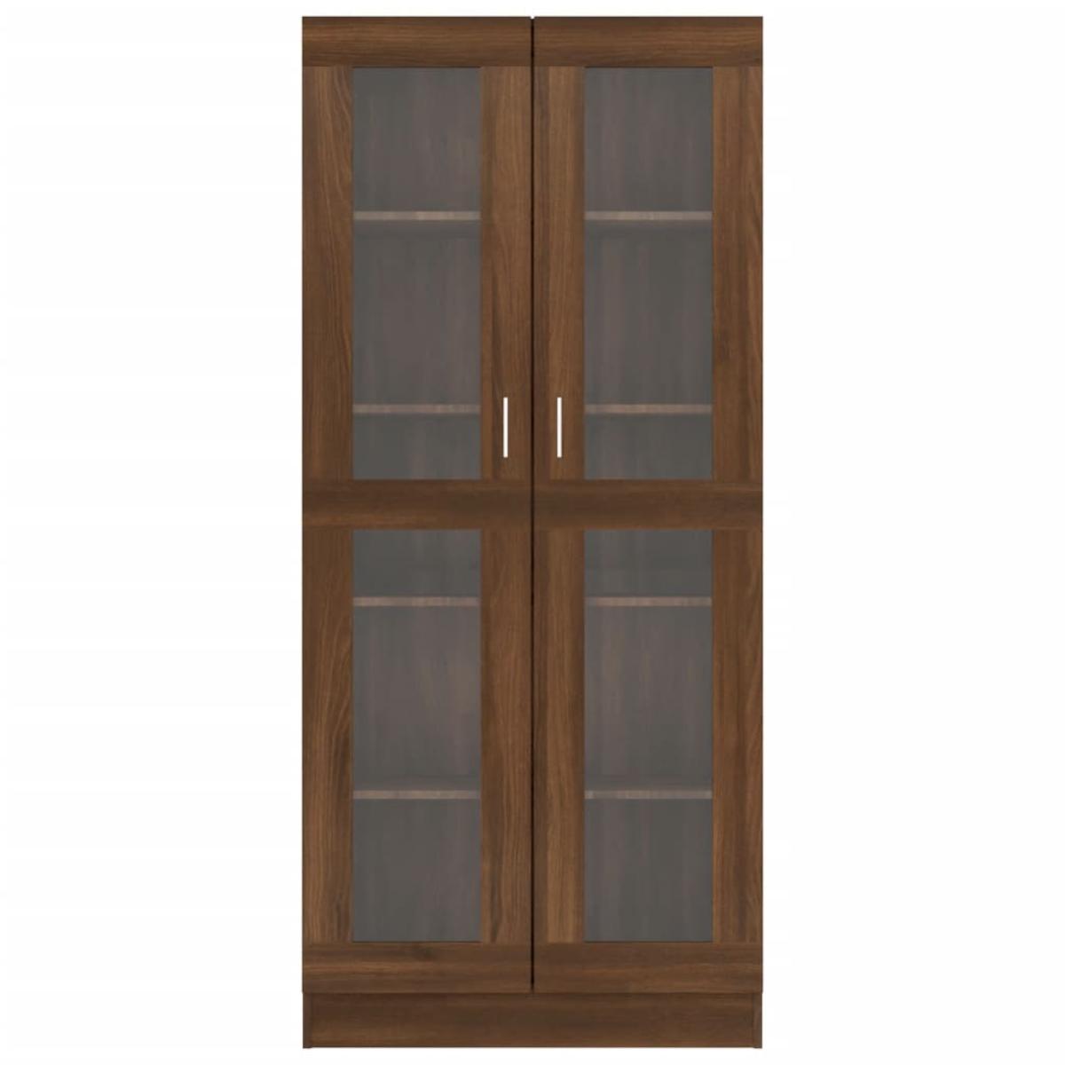 Vitrina madera contrachapada roble marrón 82,5x30,5x185,5 cm