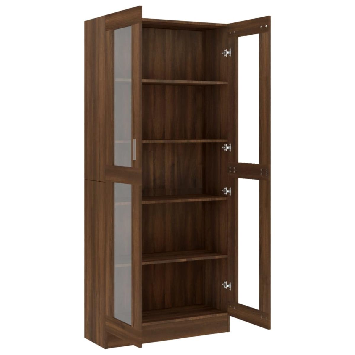 Vitrina madera contrachapada roble marrón 82,5x30,5x185,5 cm