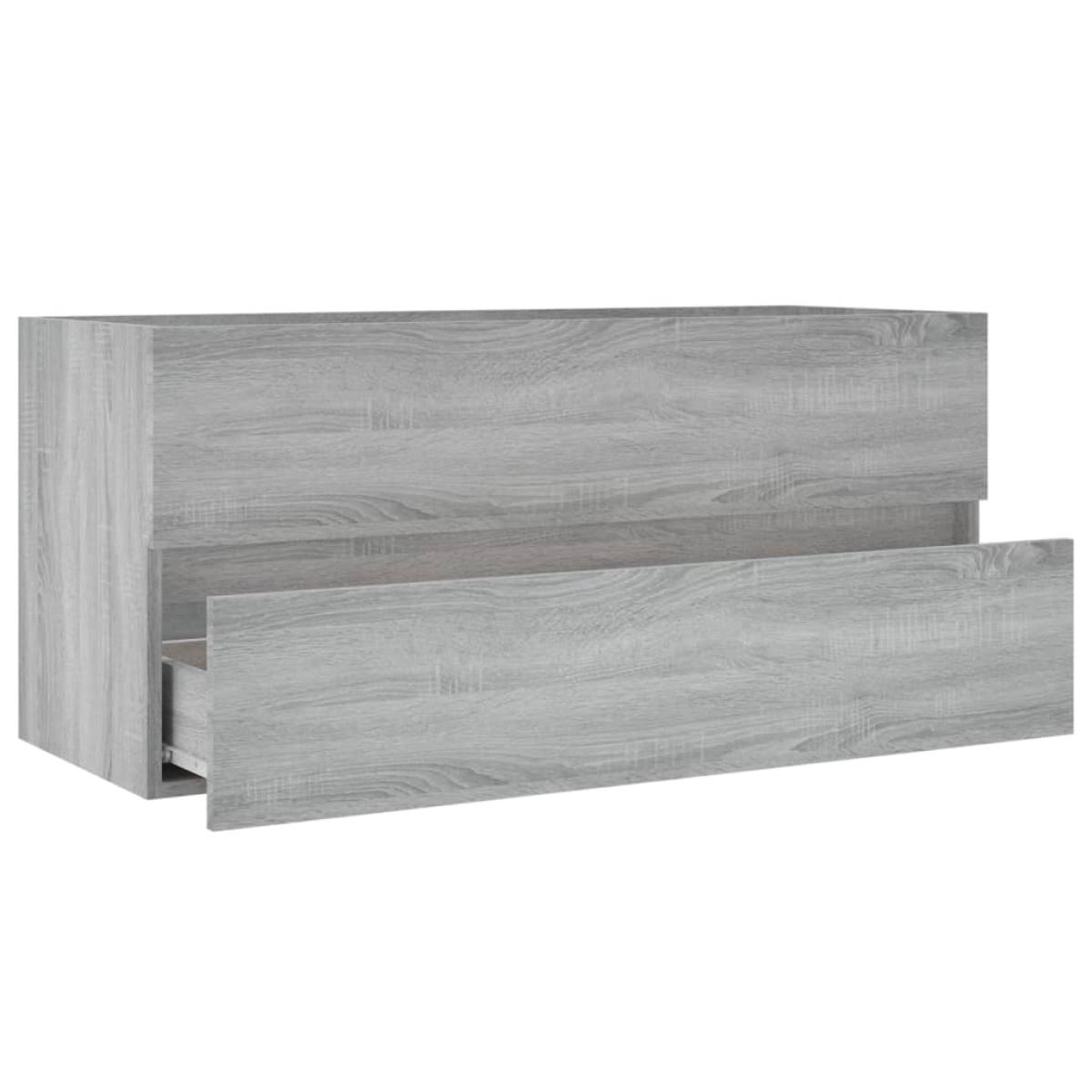 Mueble de lavabo madera contrachapada gris Sonoma 100x38,5x45cm