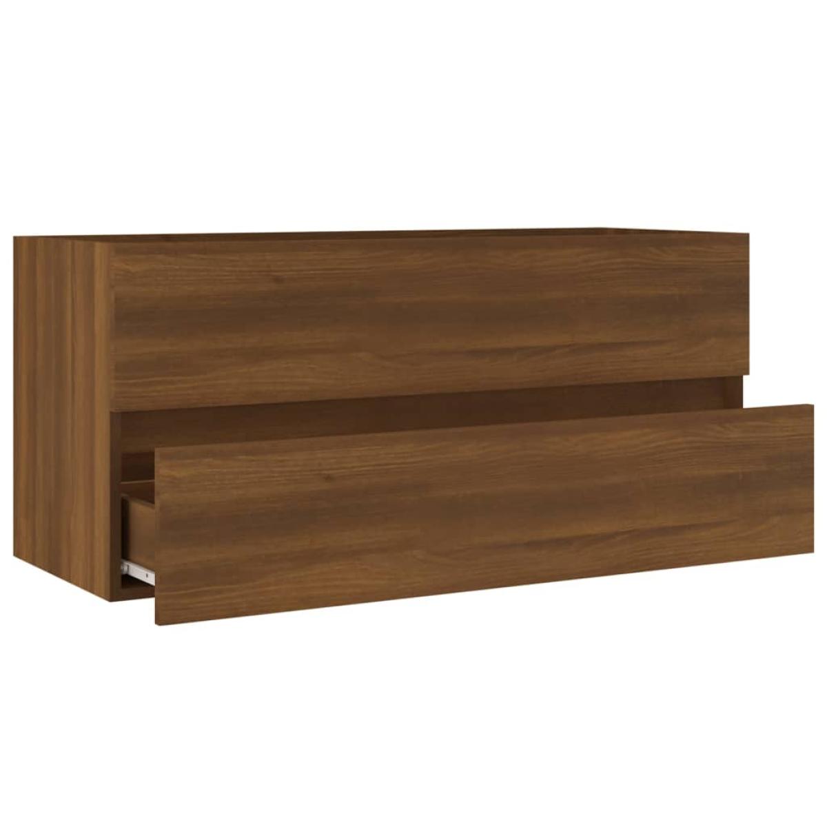 Mueble de lavabo contrachapado roble marrón 100x38,5x45 cm