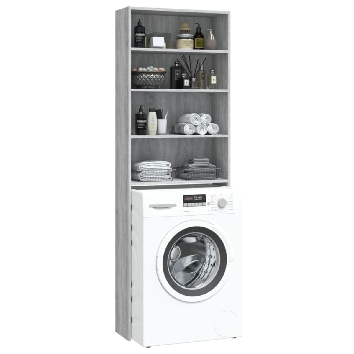 Armario de lavadora gris Sonoma 64x24x190 cm