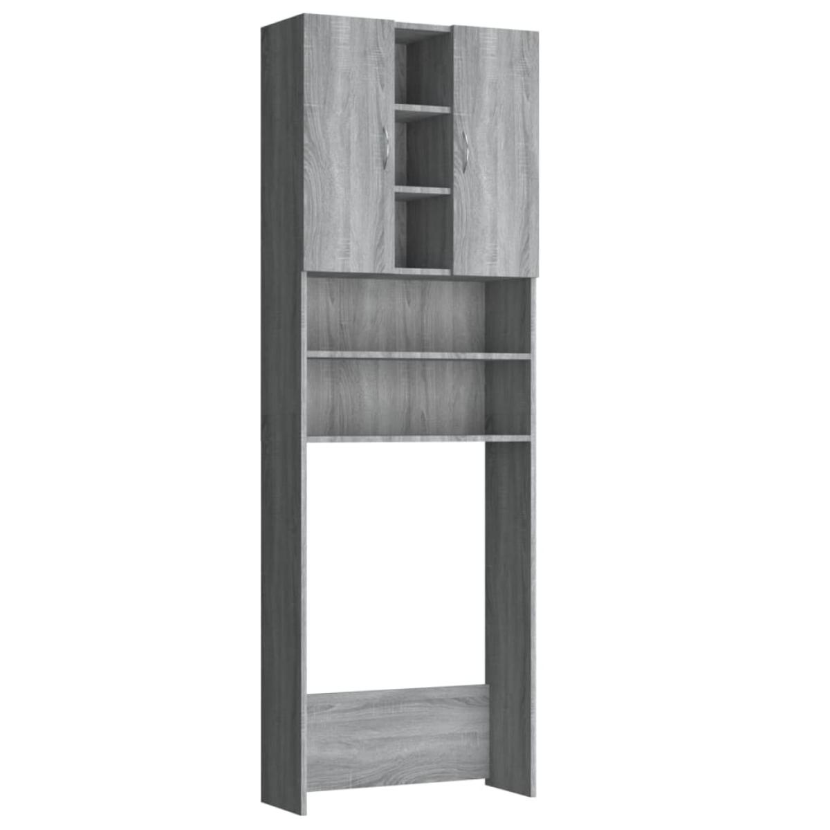 Armario de lavadora gris Sonoma 64x25,5x190 cm