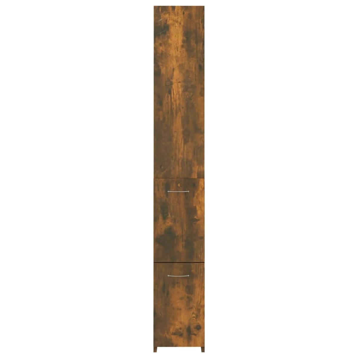 Armario baño madera contrachapada roble ahumado 25x25x170 cm