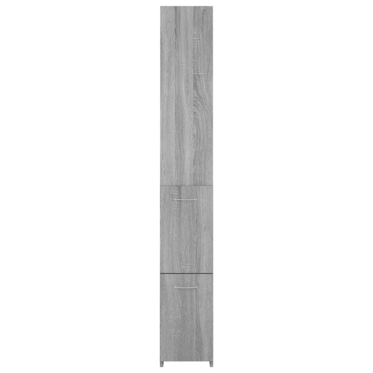 Armario de baño madera contrachapada gris Sonoma 25x25x170 cm