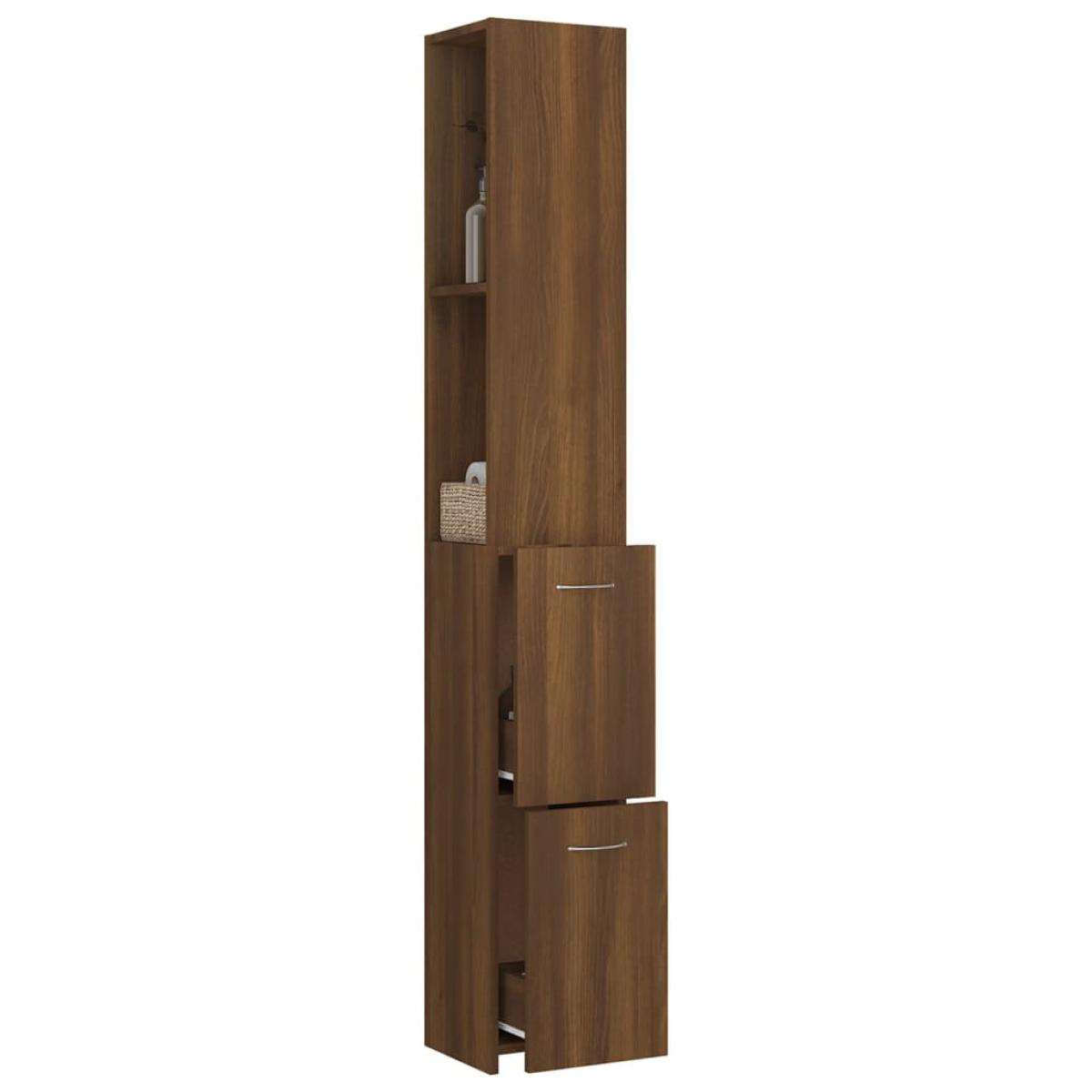 Armario baño madera contrachapada roble marrón 25x25x170 cm