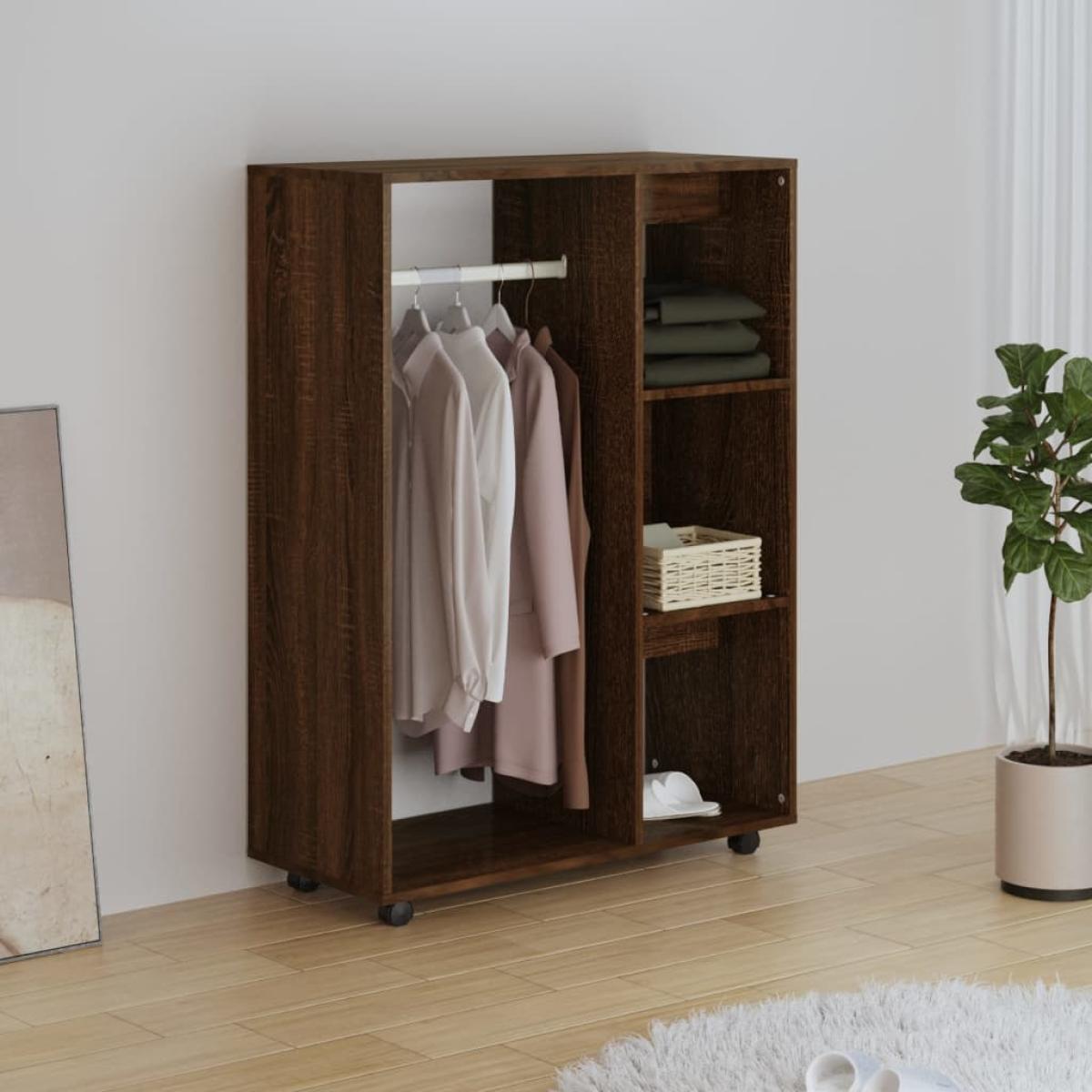 Armario madera contrachapada color roble marrón 80x40x110 cm