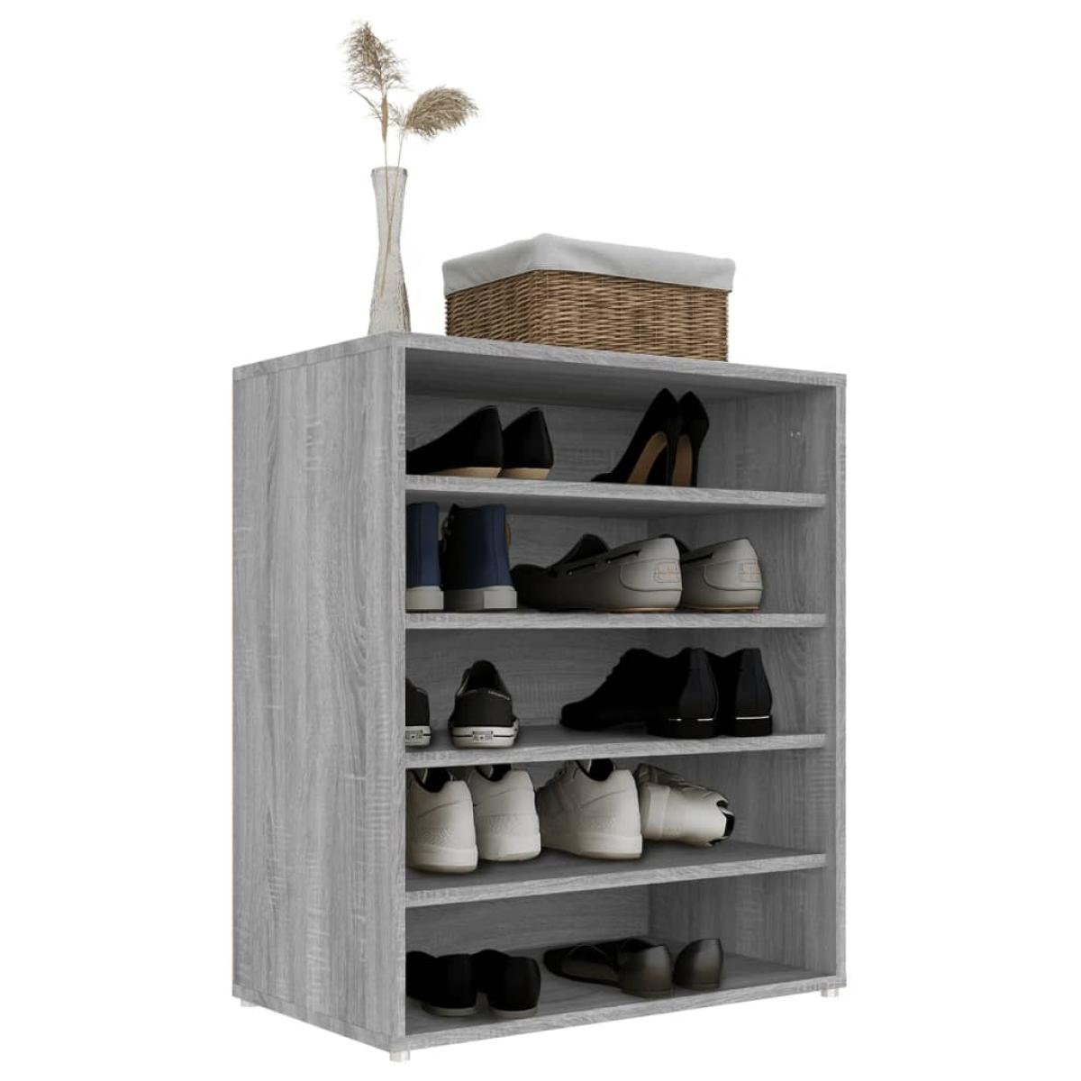 Zapatero de madera contrachapada gris Sonoma 60x35x70 cm
